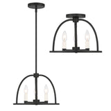 Crystorama Abbott 3 Light Black Semi Flush Mount