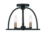 Crystorama Abbott 3 Light Black Semi Flush Mount
