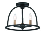 Crystorama Abbott 3 Light Black Semi Flush Mount