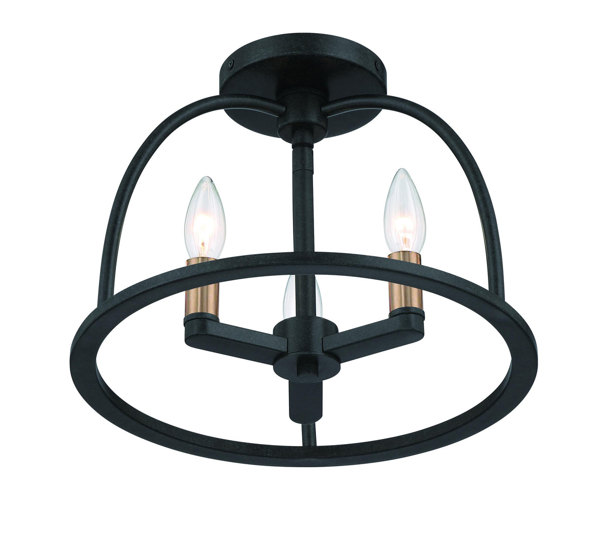 Crystorama Abbott 3 Light Black Semi Flush Mount