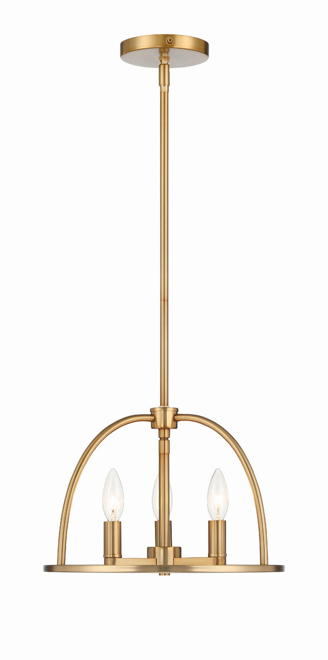Crystorama Abbott 3 Light Vibrant Gold Mini Chandelier
