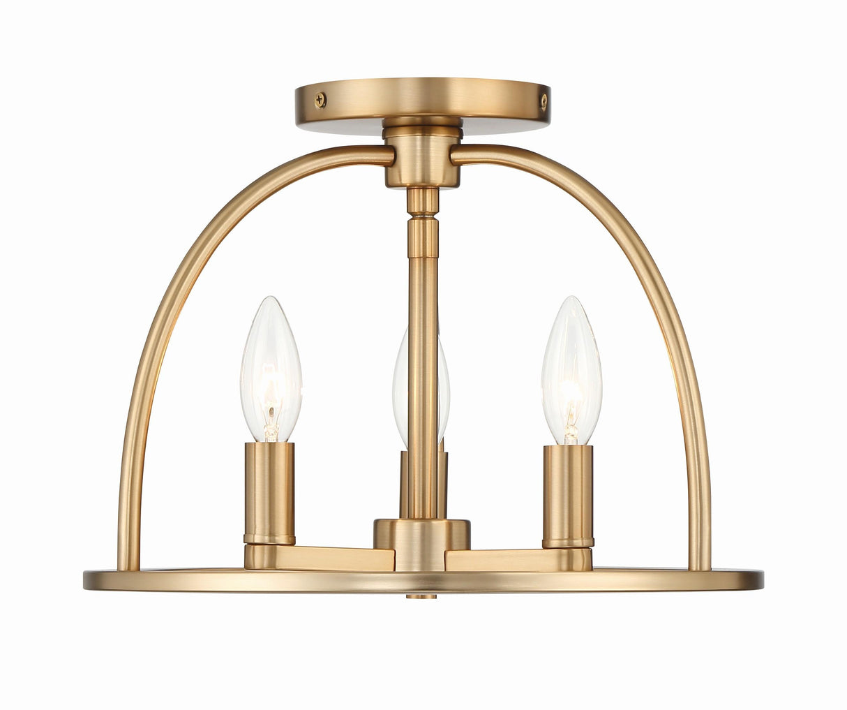 Crystorama Abbott 3 Light Vibrant Gold Semi Flush Mount