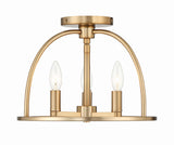 Crystorama Abbott 3 Light Vibrant Gold Semi Flush Mount