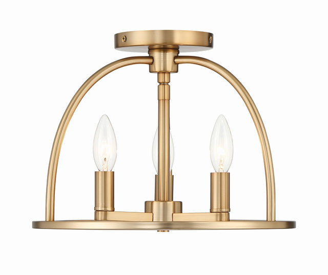 Crystorama Abbott 3 Light Vibrant Gold Semi Flush Mount