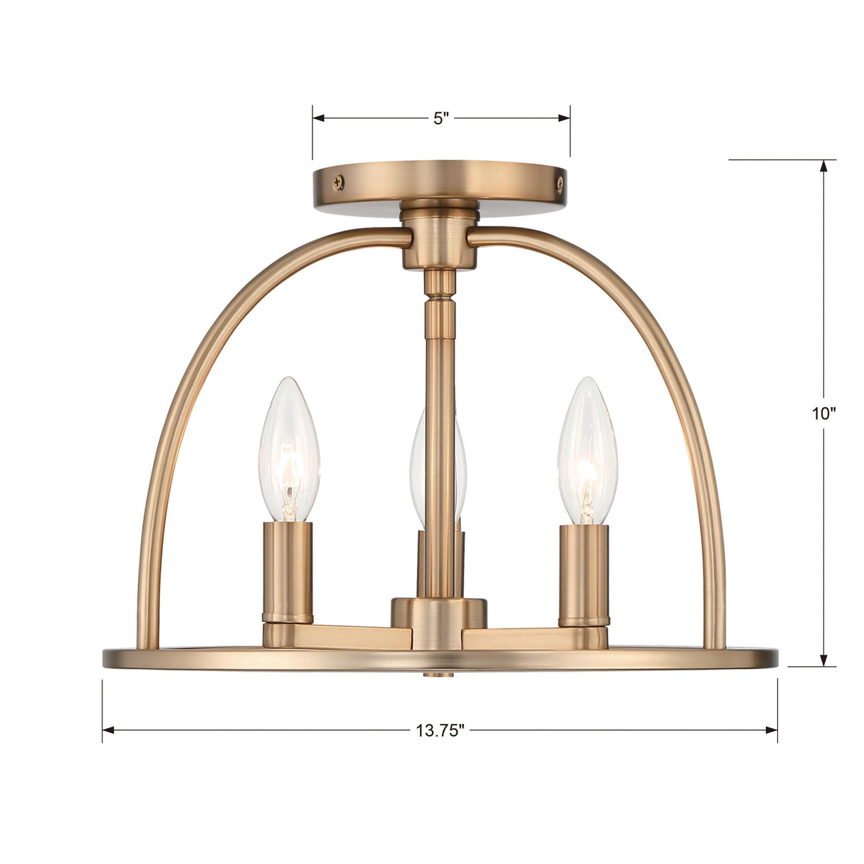 Crystorama Abbott 3 Light Vibrant Gold Semi Flush Mount