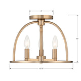 Crystorama Abbott 3 Light Vibrant Gold Semi Flush Mount