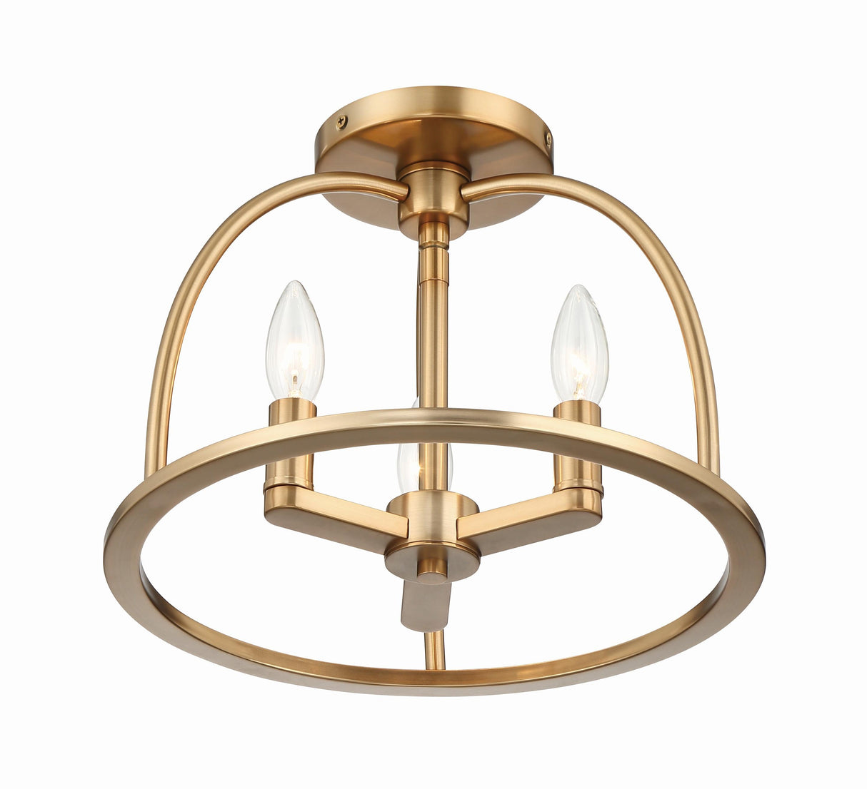 Crystorama Abbott 3 Light Vibrant Gold Semi Flush Mount