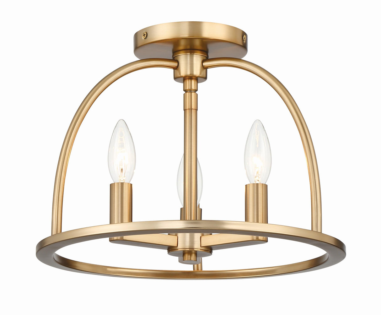 Crystorama Abbott 3 Light Vibrant Gold Semi Flush Mount