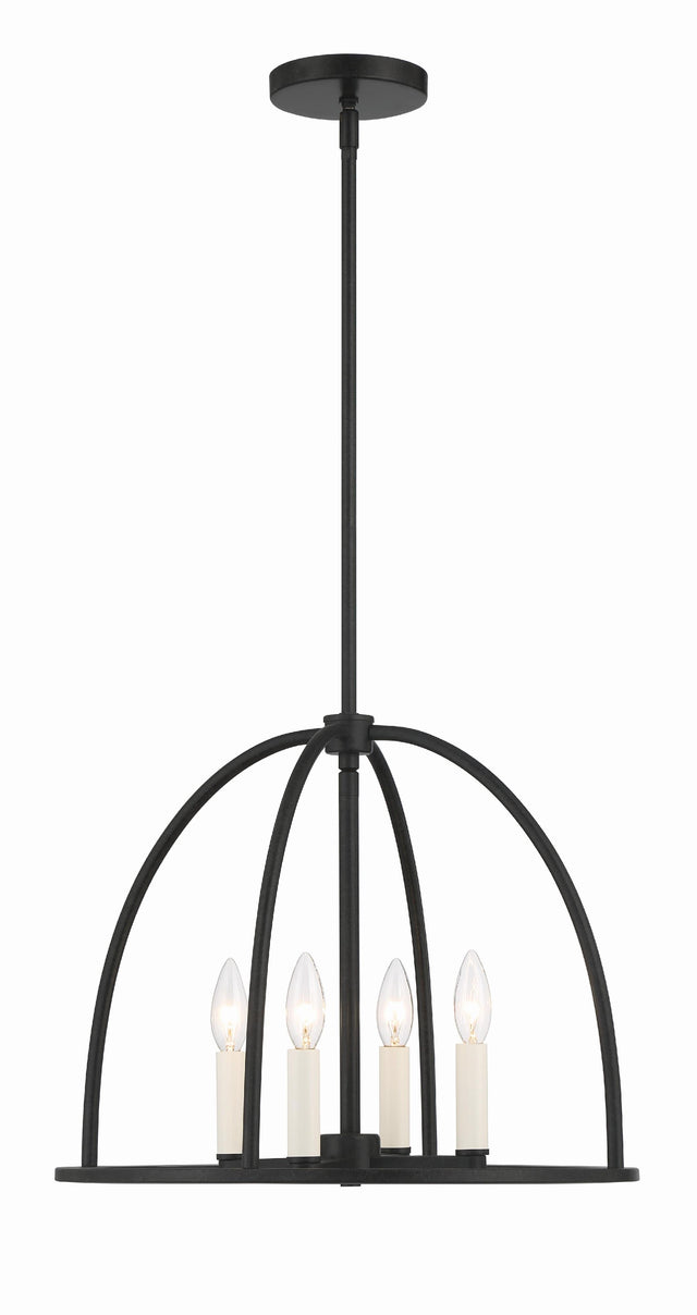 Crystorama Abbott 4 Light Black Lantern Chandelier