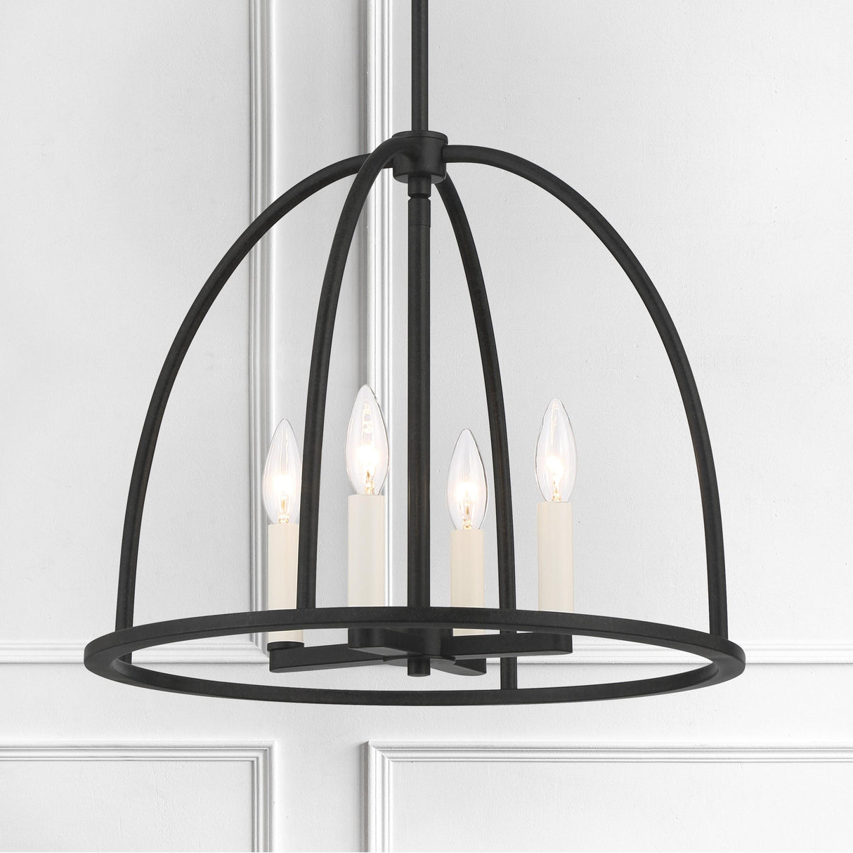 Crystorama Abbott 4 Light Black Lantern Chandelier