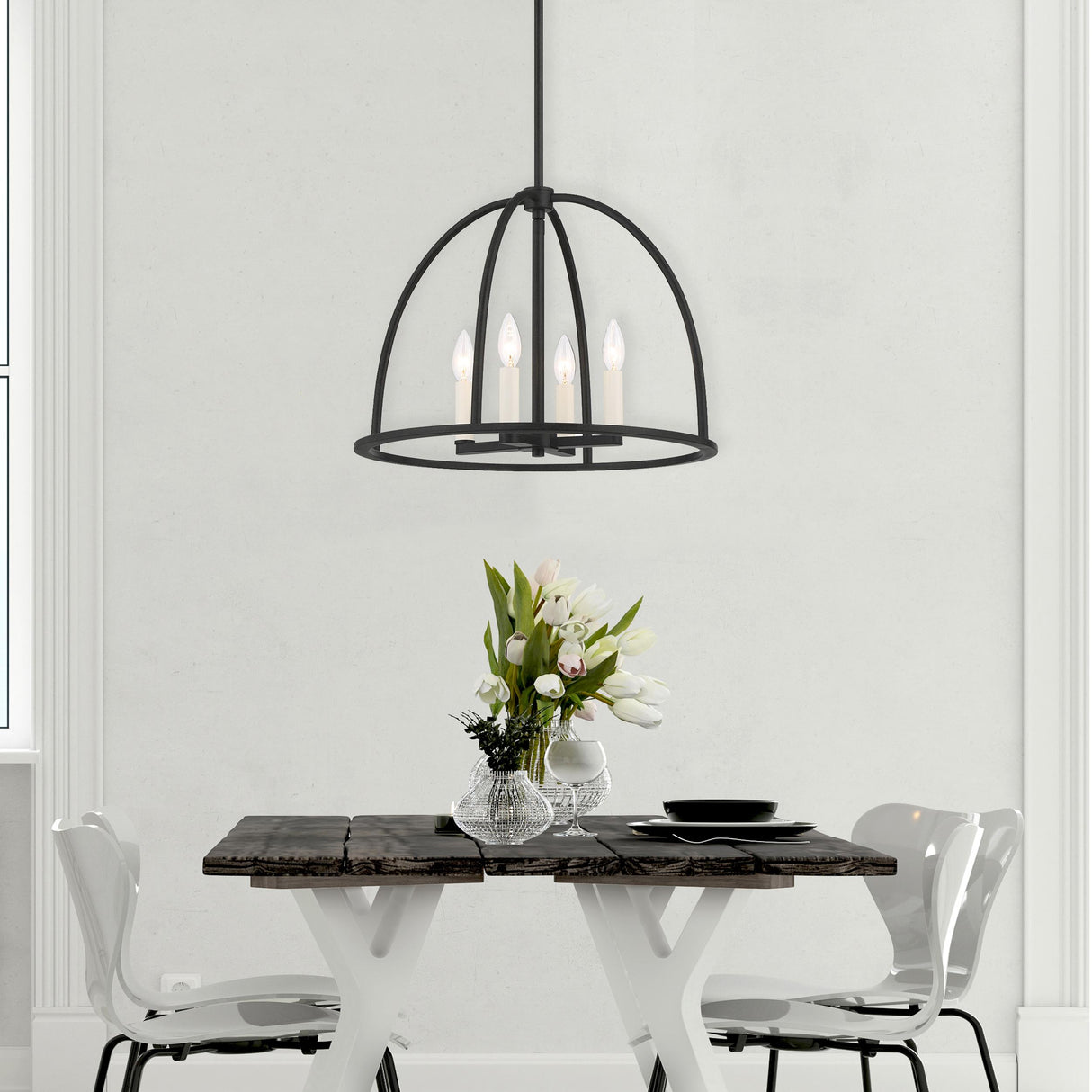 Crystorama Abbott 4 Light Black Lantern Chandelier