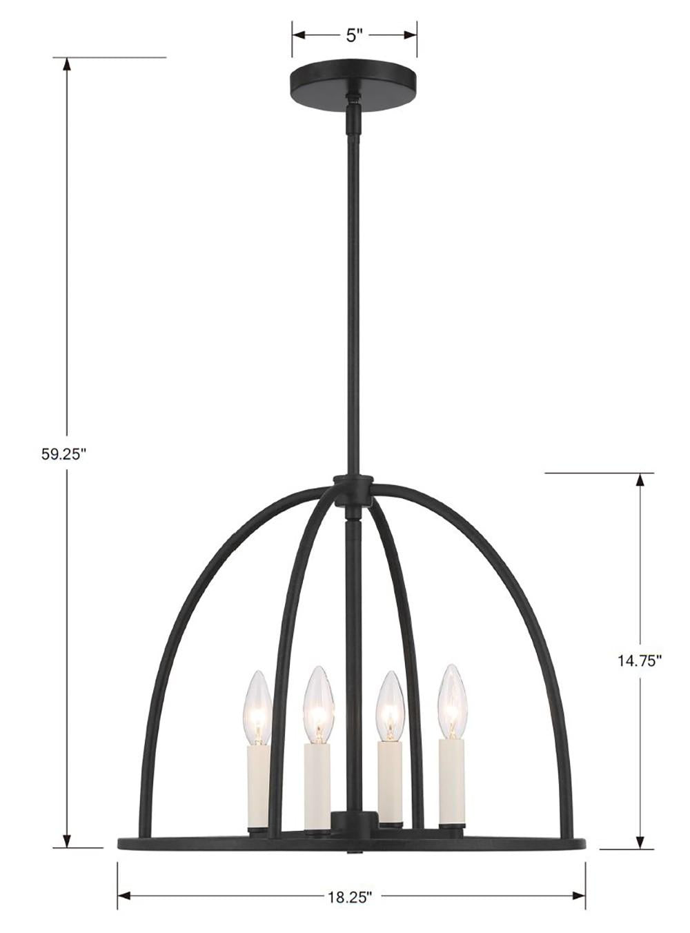 Crystorama Abbott 4 Light Black Lantern Chandelier