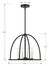 Crystorama Abbott 4 Light Black Lantern Chandelier