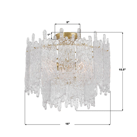 Crystorama Libby Langdon Ackerly 3 Light Aged Brass Semi Flush Mount