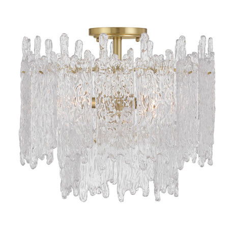Crystorama Libby Langdon Ackerly 3 Light Aged Brass Semi Flush Mount