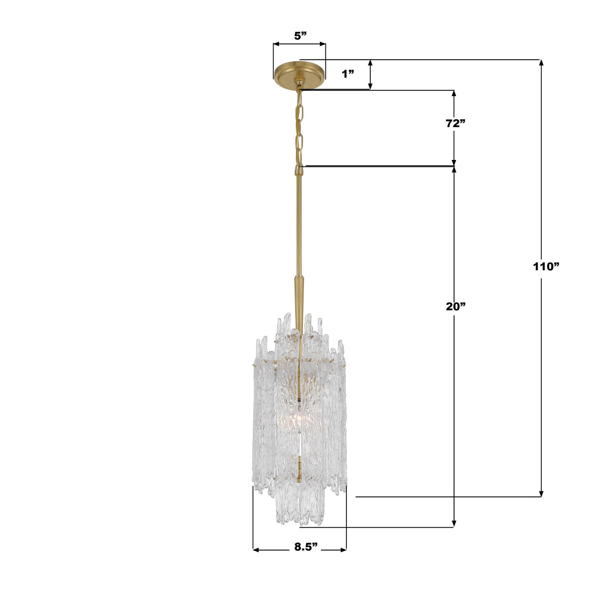 Crystorama Libby Langdon Ackerly 1 Light Aged Brass Pendant