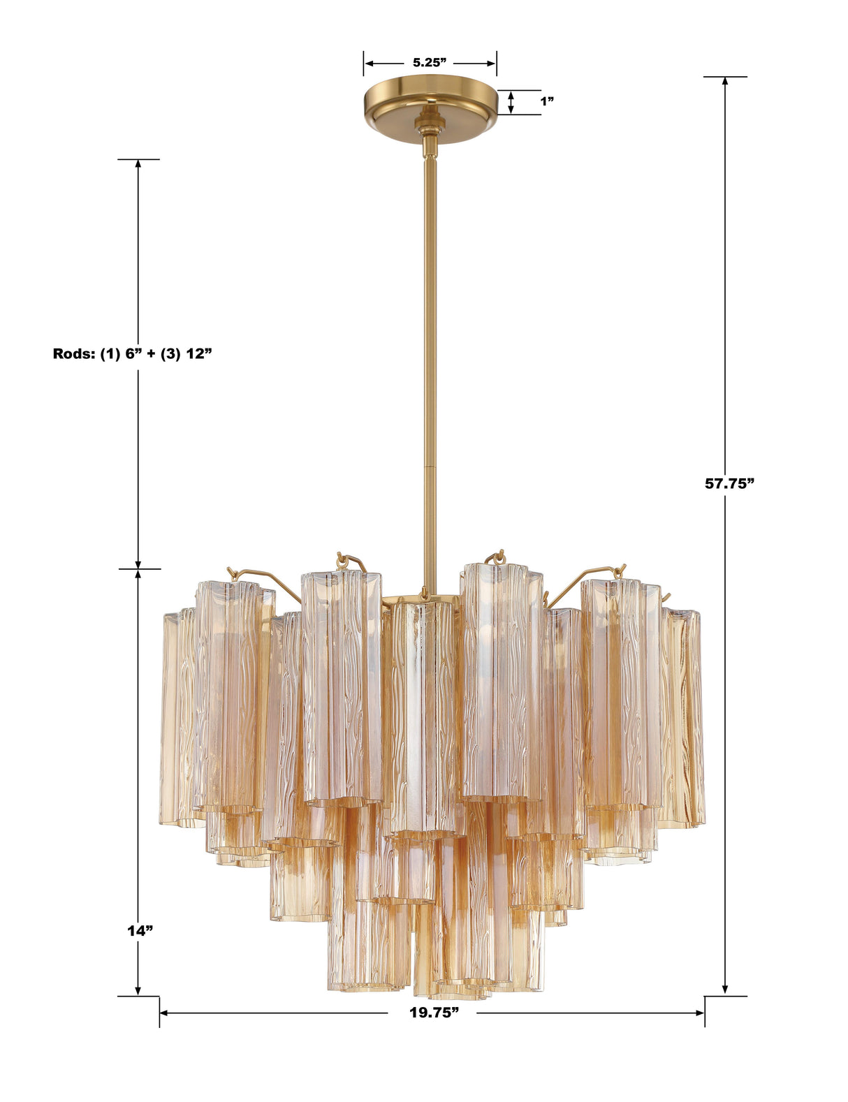 Crystorama Addis 6 Light Aged Brass Chandelier