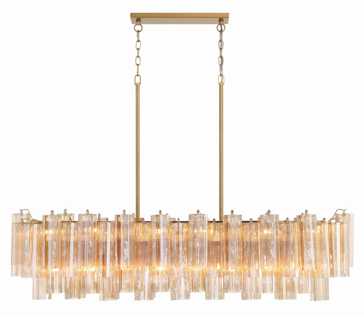 Crystorama Addis 14 Light Aged Brass Linear Chandelier