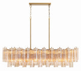 Crystorama Addis 14 Light Aged Brass Linear Chandelier