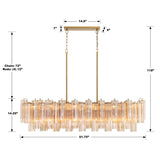 Crystorama Addis 14 Light Aged Brass Linear Chandelier