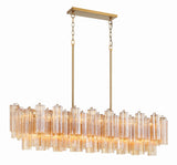 Crystorama Addis 14 Light Aged Brass Linear Chandelier