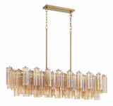 Crystorama Addis 14 Light Aged Brass Linear Chandelier