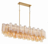 Crystorama Addis 14 Light Aged Brass Linear Chandelier