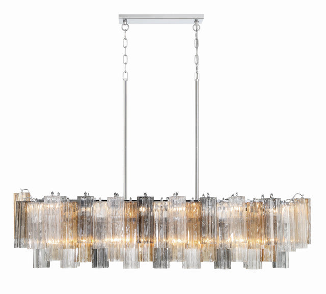 Crystorama Addis 14 Light Polished Chrome Linear Chandelier