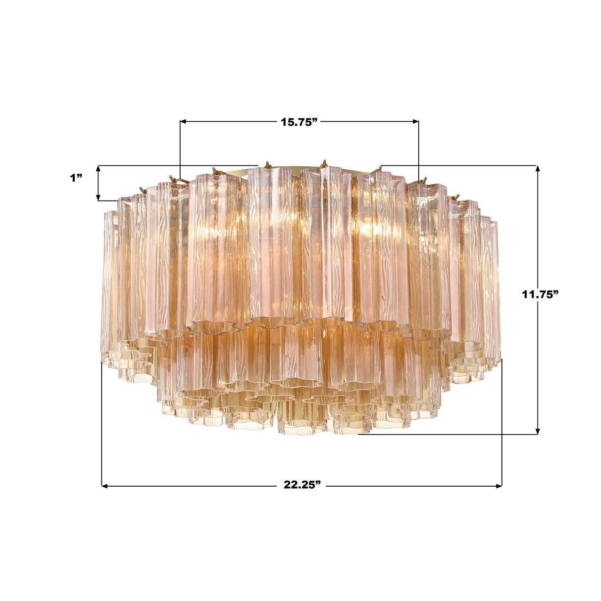 Crystorama Addis 7 Light Aged Brass Flush Mount