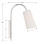 Crystorama Alexa 1 Light Polished Nickel Task Sconce