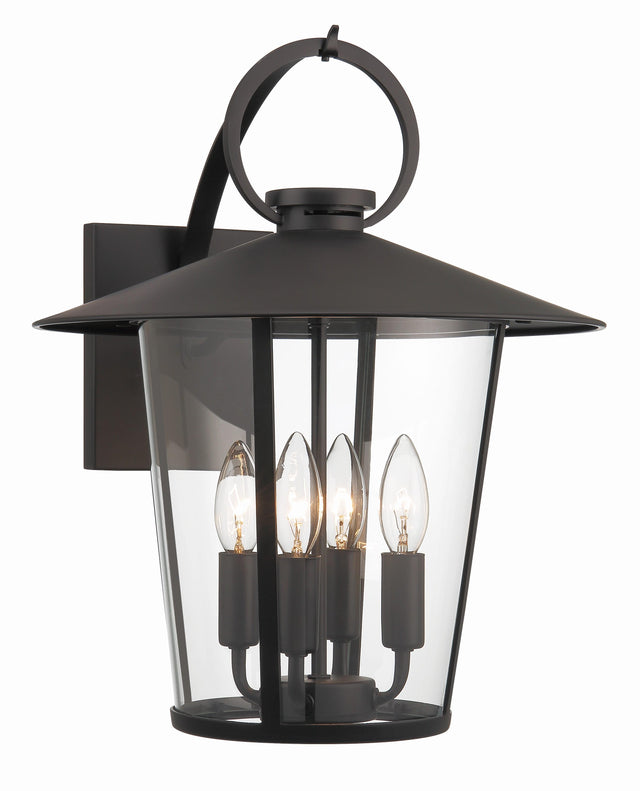 Crystorama Andover 4 Light Matte Black Outdoor Sconce