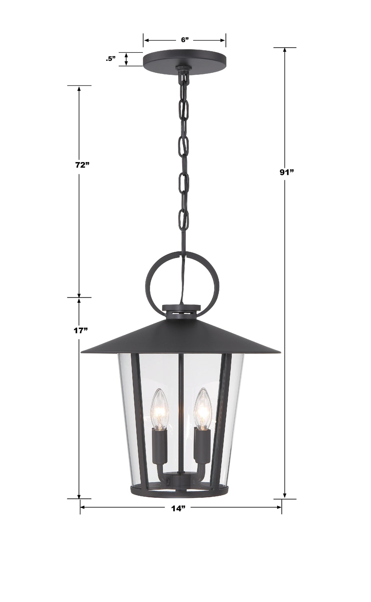 Crystorama Andover 4 Light Matte Black Outdoor Pendant