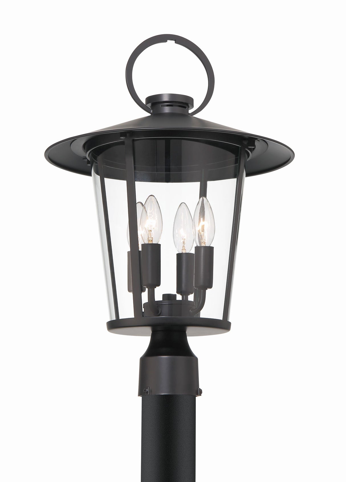 Crystorama Andover 4 Light Matte Black Outdoor Post
