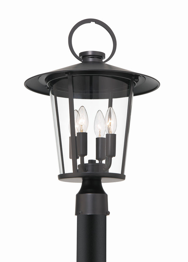 Crystorama Andover 4 Light Matte Black Outdoor Post