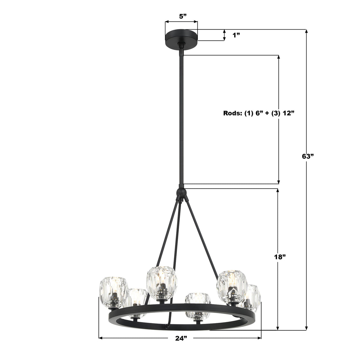 Crystorama Aragon 6 Light LED Matte Black Chandelier