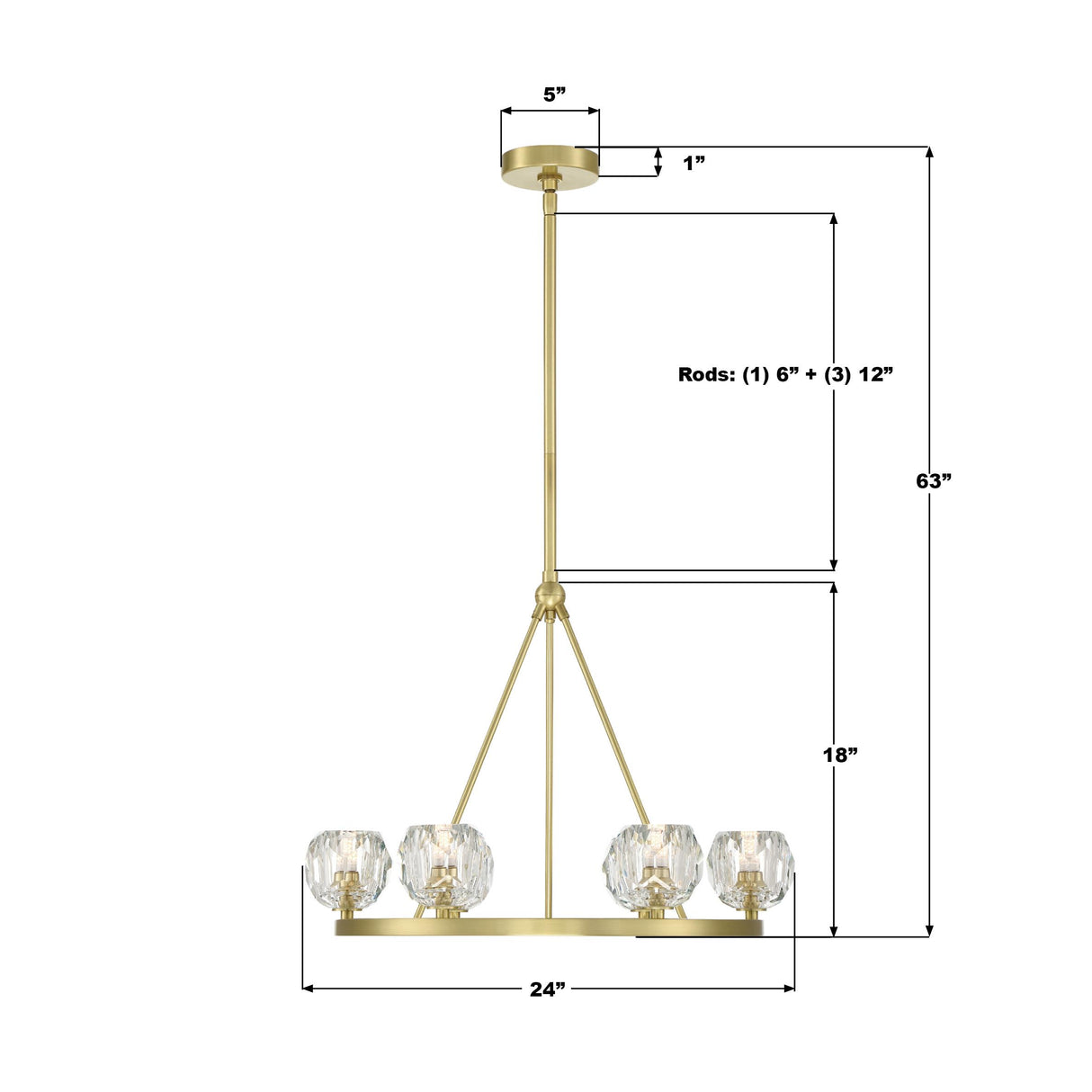 Crystorama Aragon 6 Light LED Soft Brass Chandelier