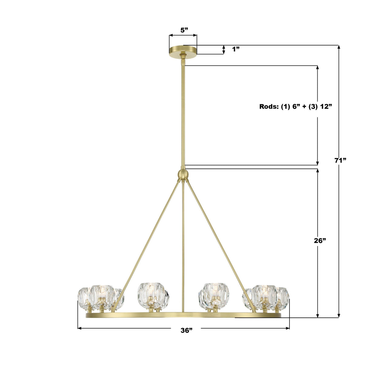 Crystorama Aragon 10 Light LED Soft Brass Chandelier