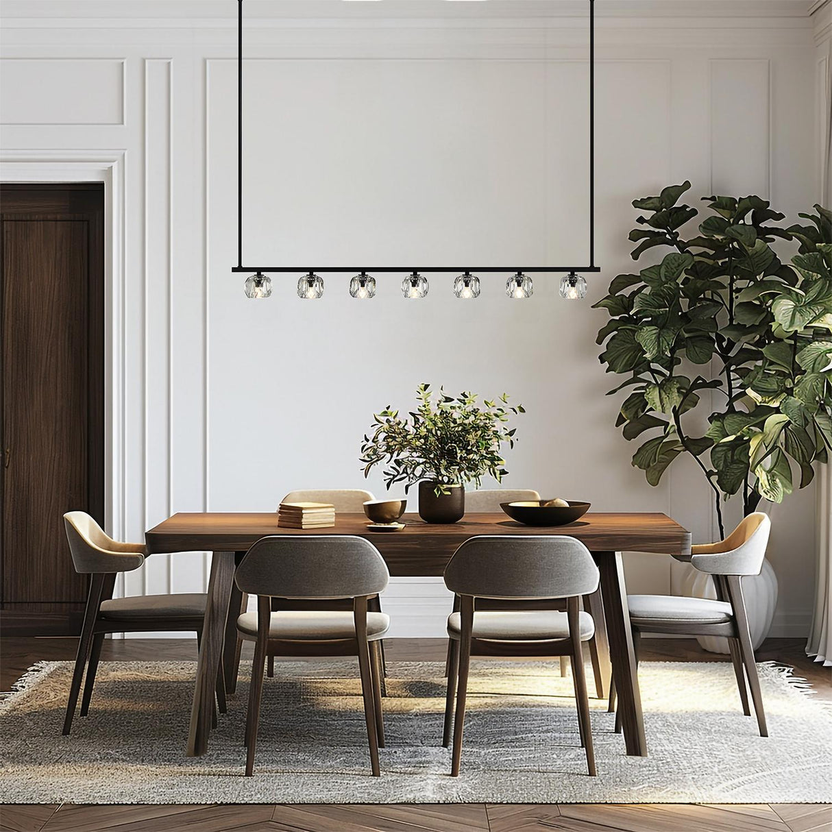 Crystorama Aragon 7 Light LED Matte Black Linear Chandelier