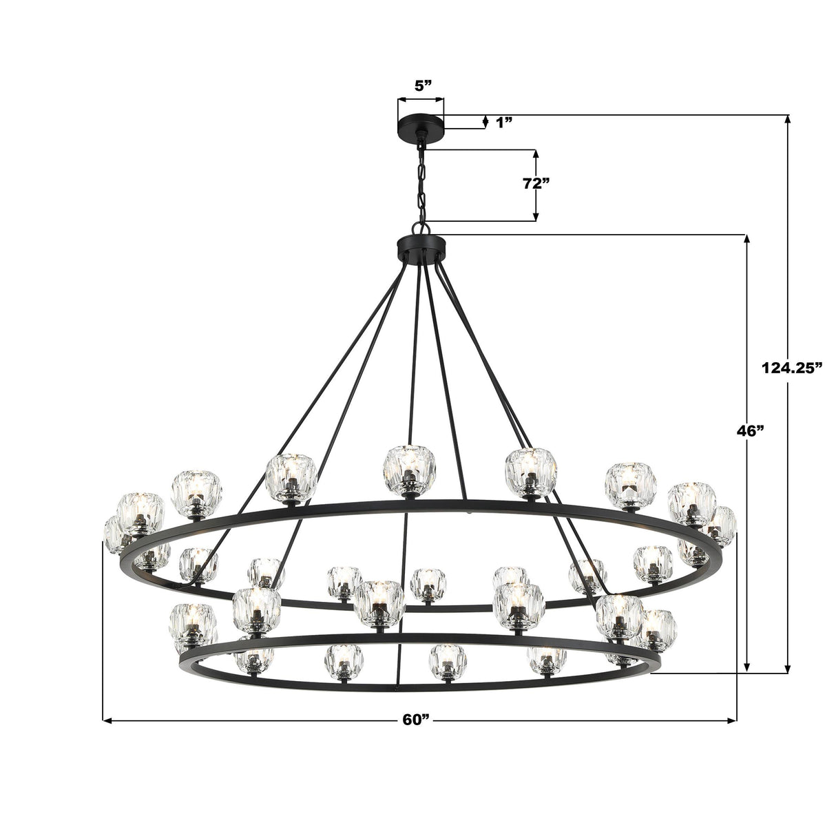 Crystorama Aragon 30 Light LED Matte Black Chandelier