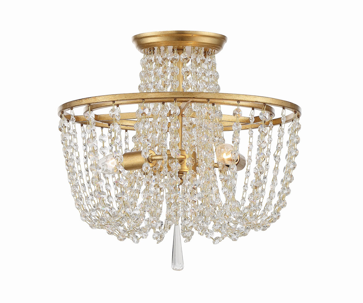 Crystorama Arcadia 3 Light Antique Gold Semi Flush Mount