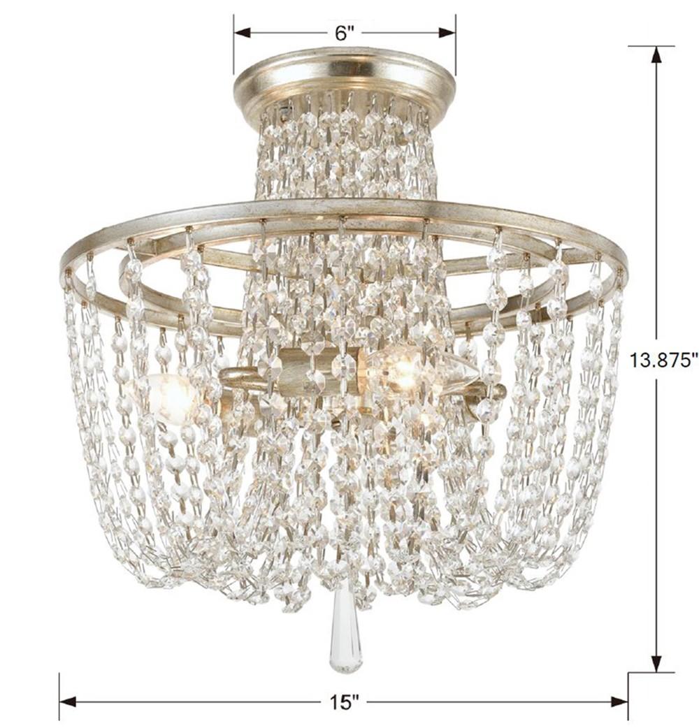 Crystorama Arcadia 3 Light Antique Silver Semi Flush Mount