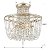 Crystorama Arcadia 3 Light Antique Silver Semi Flush Mount