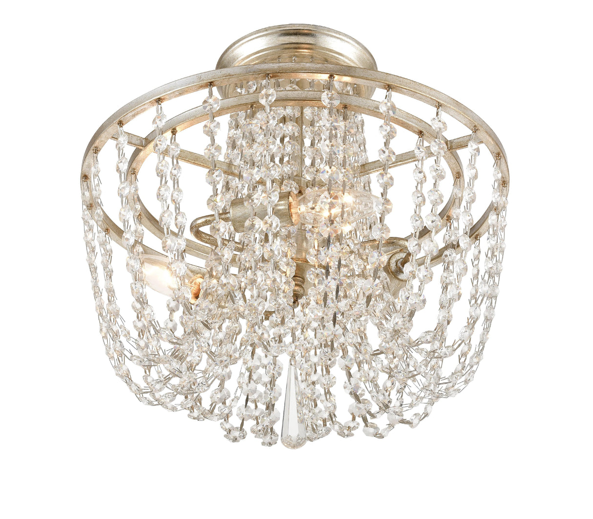 Crystorama Arcadia 3 Light Antique Silver Semi Flush Mount