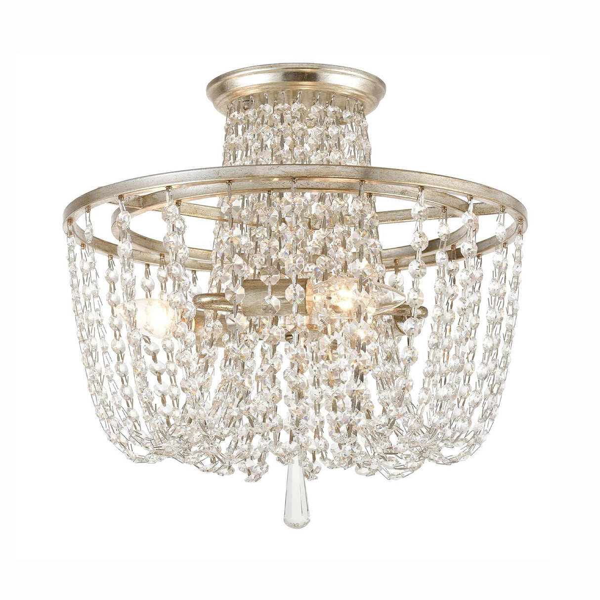 Crystorama Arcadia 3 Light Antique Silver Semi Flush Mount