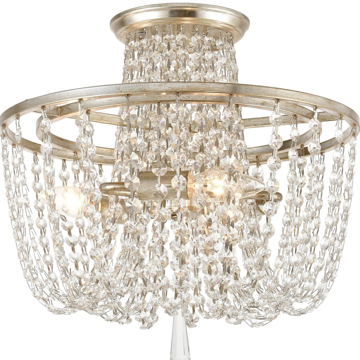 Crystorama Arcadia 3 Light Antique Silver Semi Flush Mount