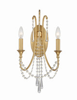 Crystorama Arcadia 2 Light Antique Gold Sconce