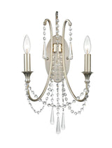 Crystorama Arcadia 2 Light Antique Silver Sconce