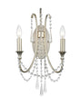 Crystorama Arcadia 2 Light Antique Silver Sconce