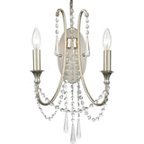 Crystorama Arcadia 2 Light Antique Silver Sconce