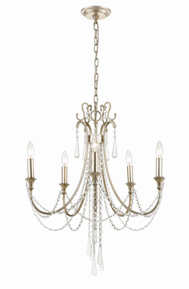 Crystorama Arcadia 5 Light Antique Silver Chandelier